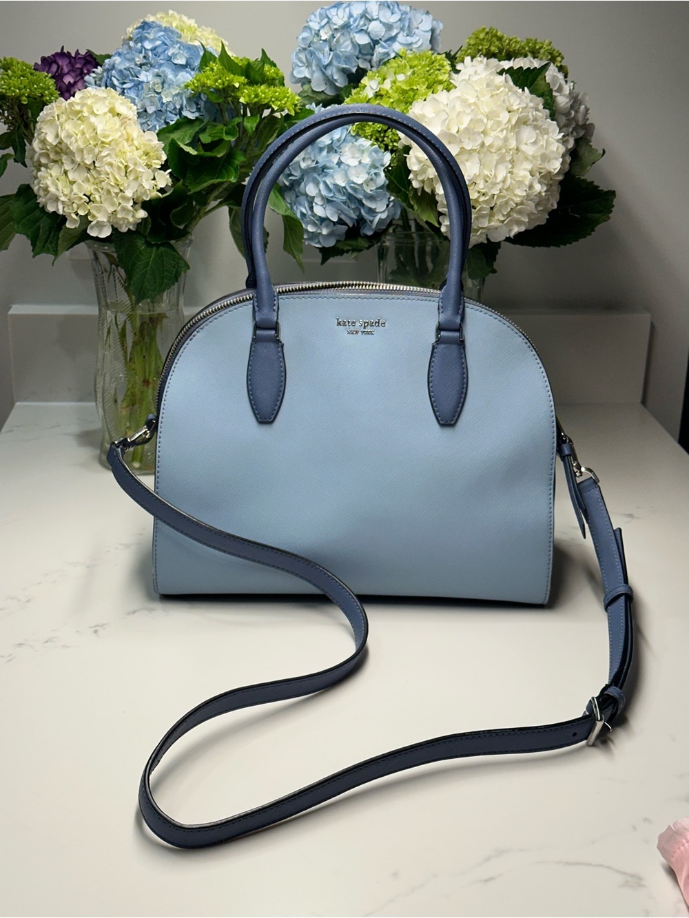 kate spade Light Blue Medium Dome Reiley Bag + KS Dust Bag